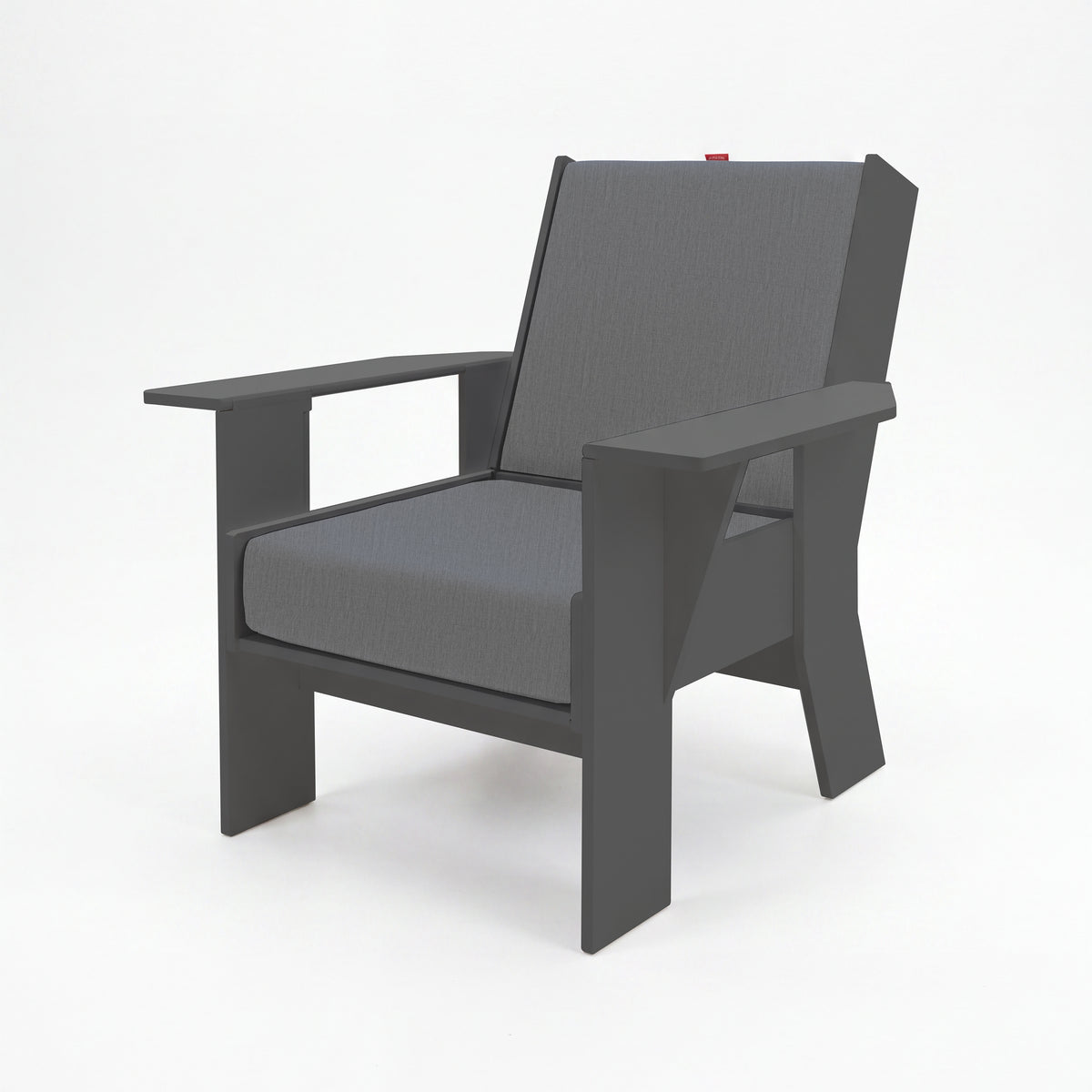 FOLDEN Club Chair with a gray frame and gray cushions on a white background
