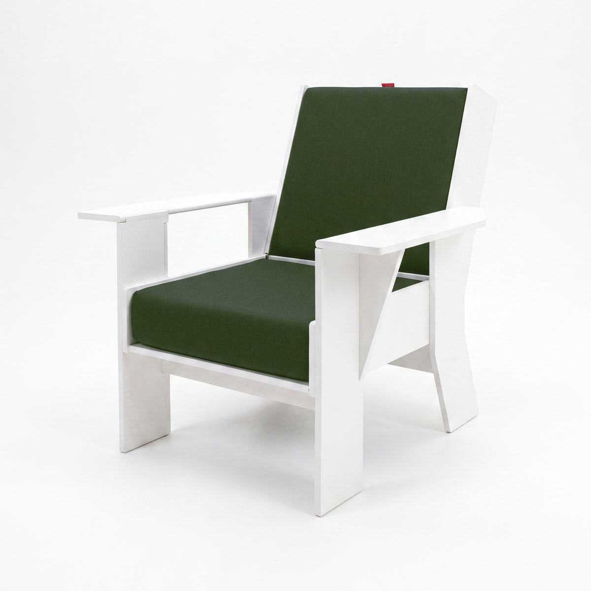 FOLDEN Club Chair with a white frame and green cushions on a white background