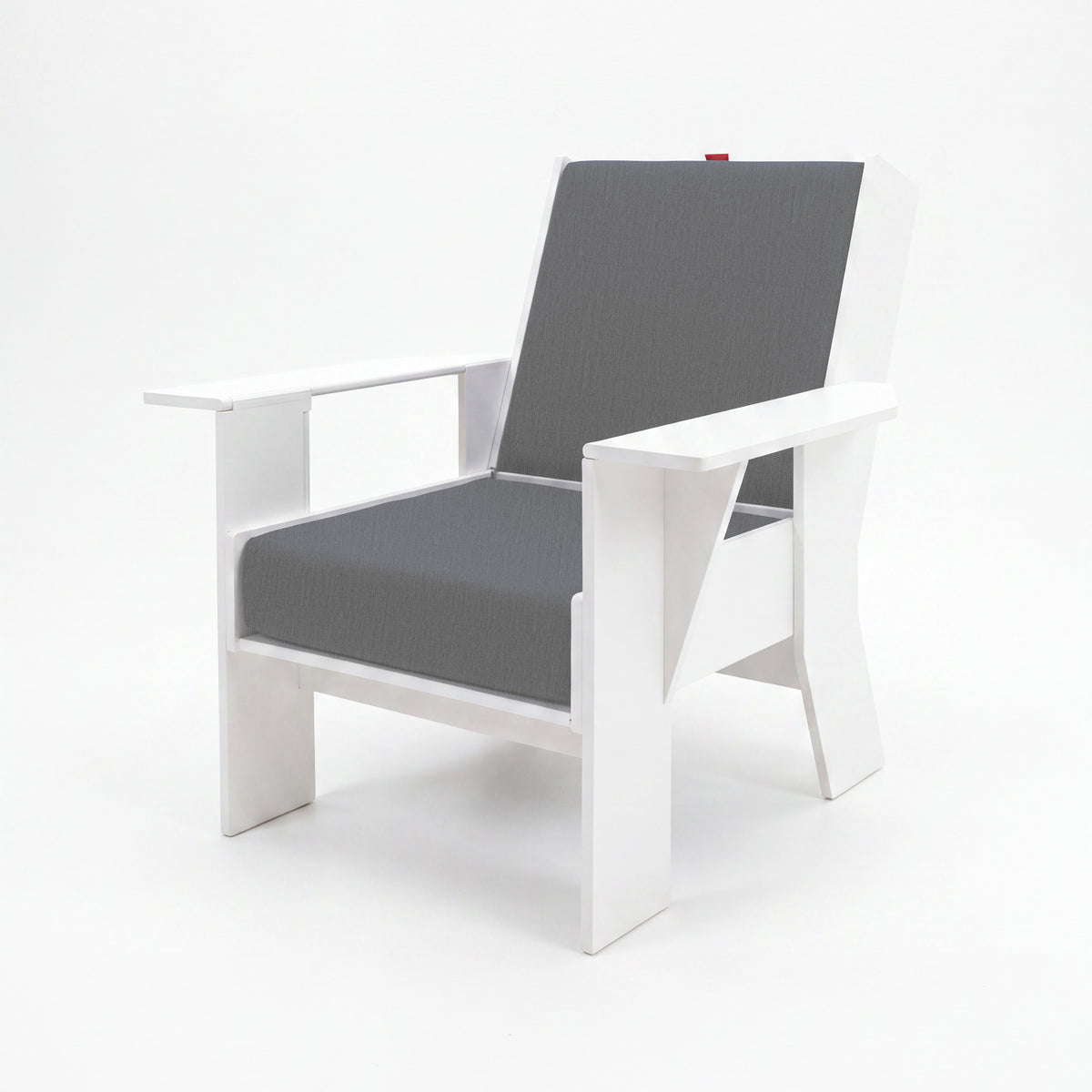 FOLDEN Club Chair with a white frame and gray cushions on a white background