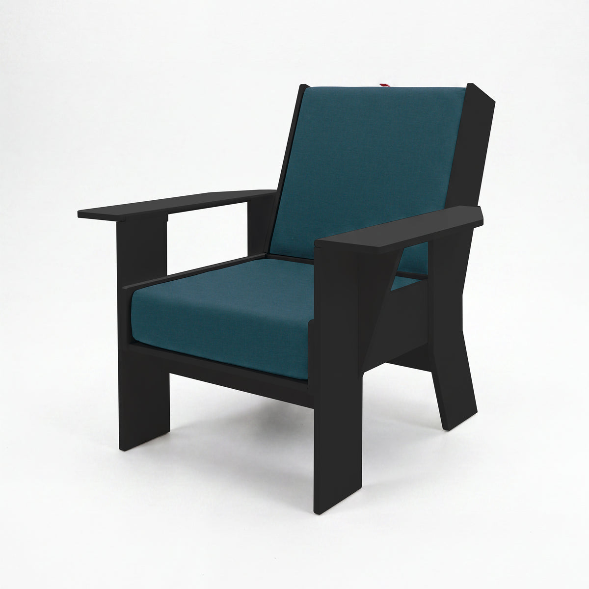 FOLDEN Club Chair with a black frame and Cast Lagoon cushions