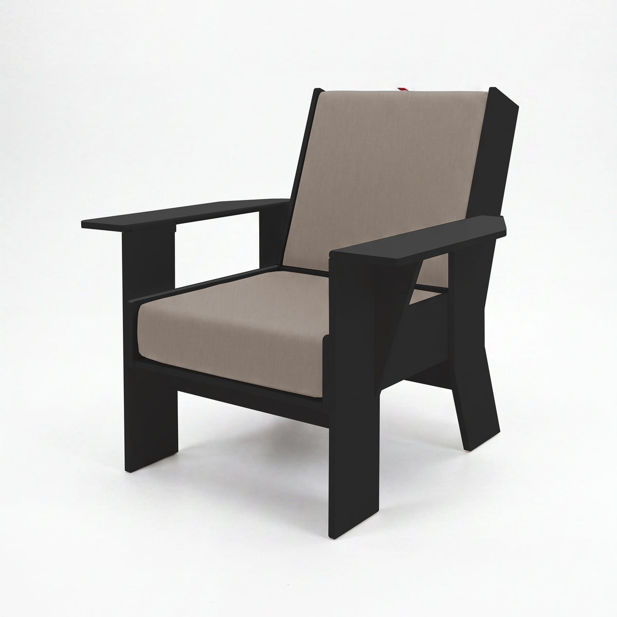 FOLDEN Club Chair with a black frame and Cast Pumice cushions