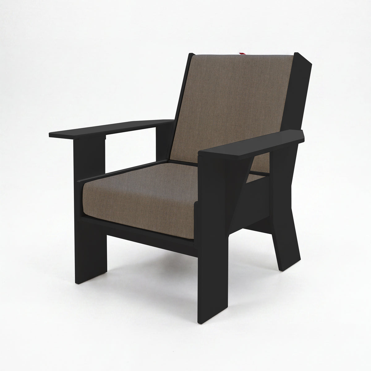 FOLDEN Club Chair with a black frame and Cast Shale cushions