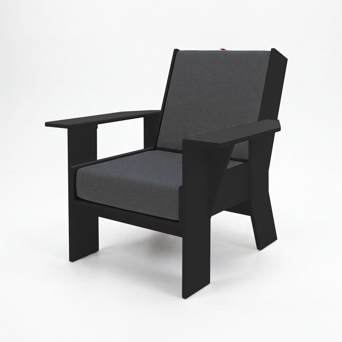 FOLDEN Club Chair with a black frame and Cast Slate cushions