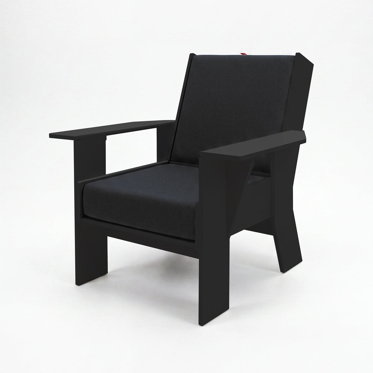 FOLDEN Club Chair with a black frame and Spectrum Carbon cushions