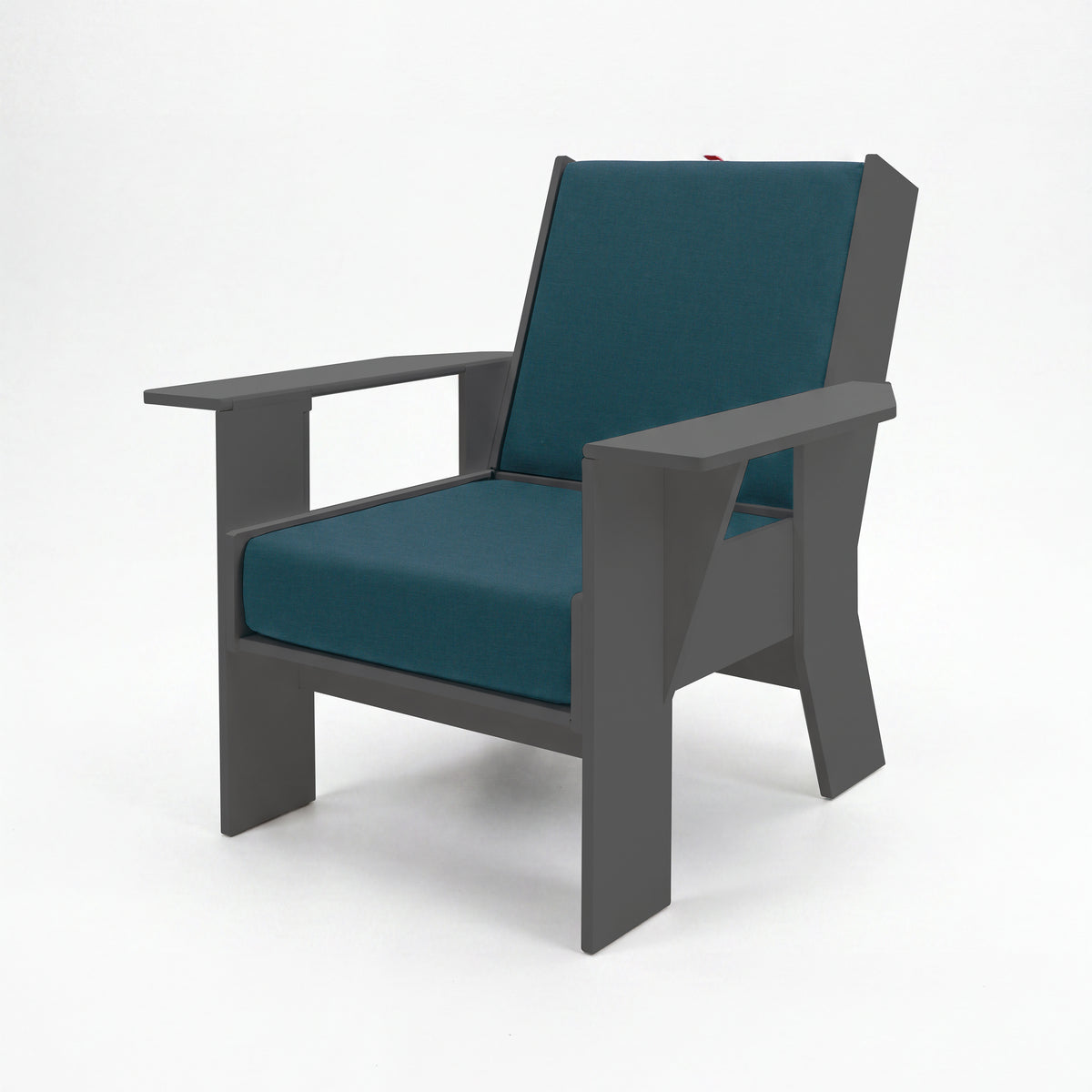 FOLDEN Club Chair with a gray frame and Cast Lagoon cushions