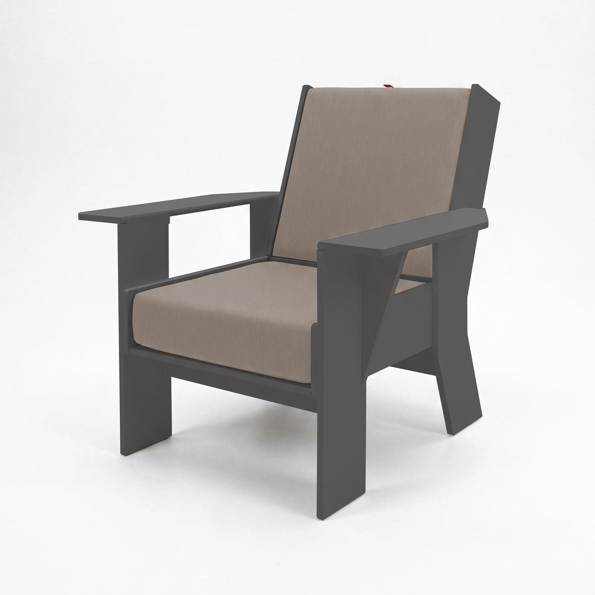 FOLDEN Club Chair with a gray frame and Cast Pumice cushions