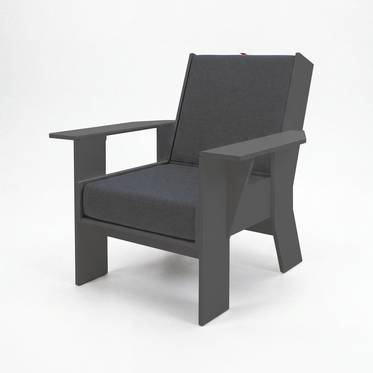 FOLDEN Club Chair with a gray frame and Cast Slate cushions
