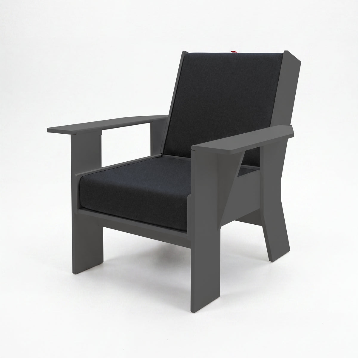FOLDEN Club Chair with a gray frame and Spectrum Carbon cushions