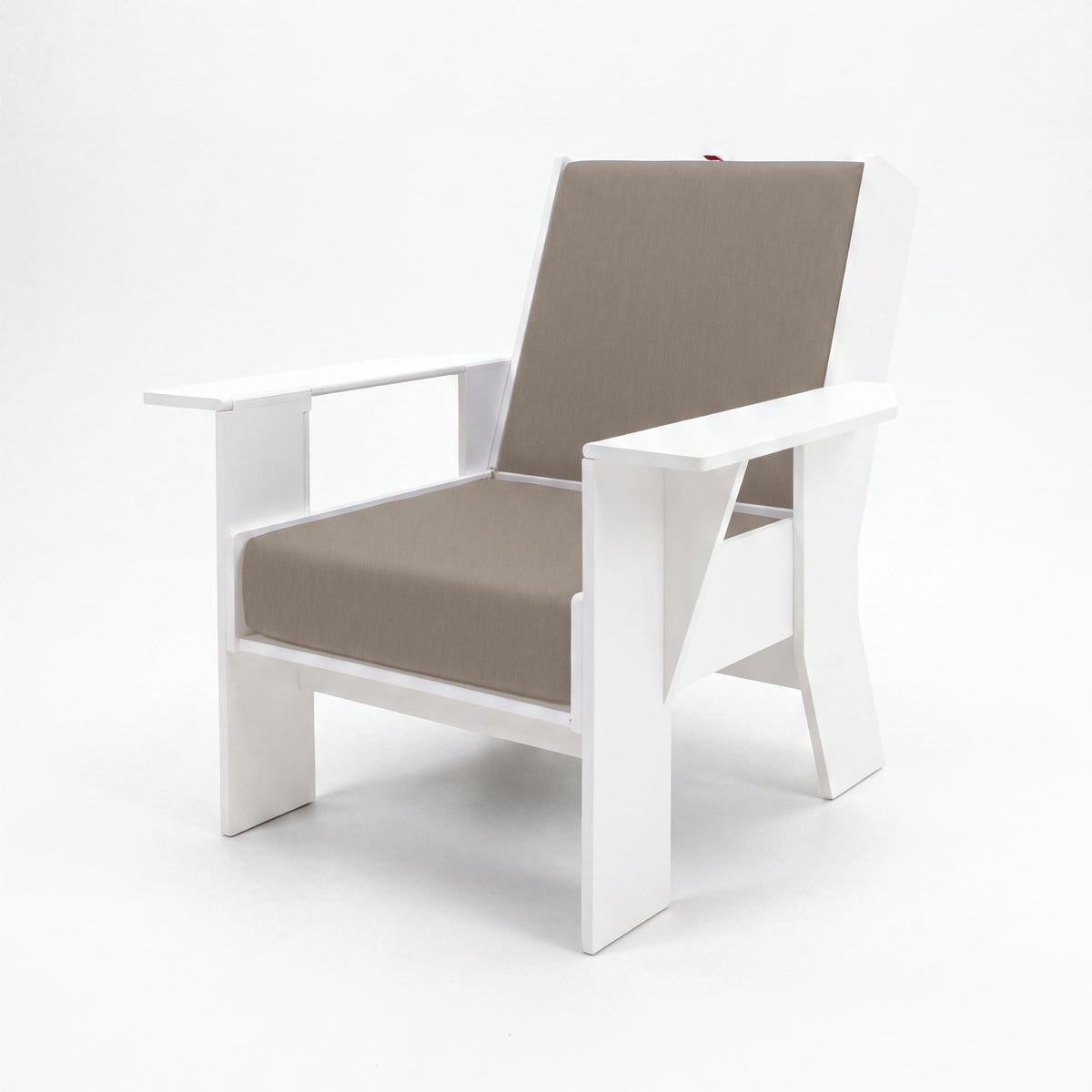 FOLDEN Club Chair with a white frame and Cast Pumice cushions