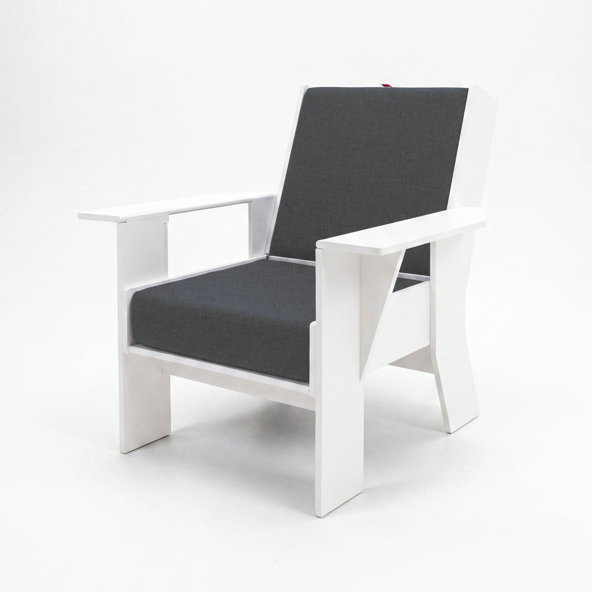 FOLDEN Club Chair with a white frame and Cast Slate cushions